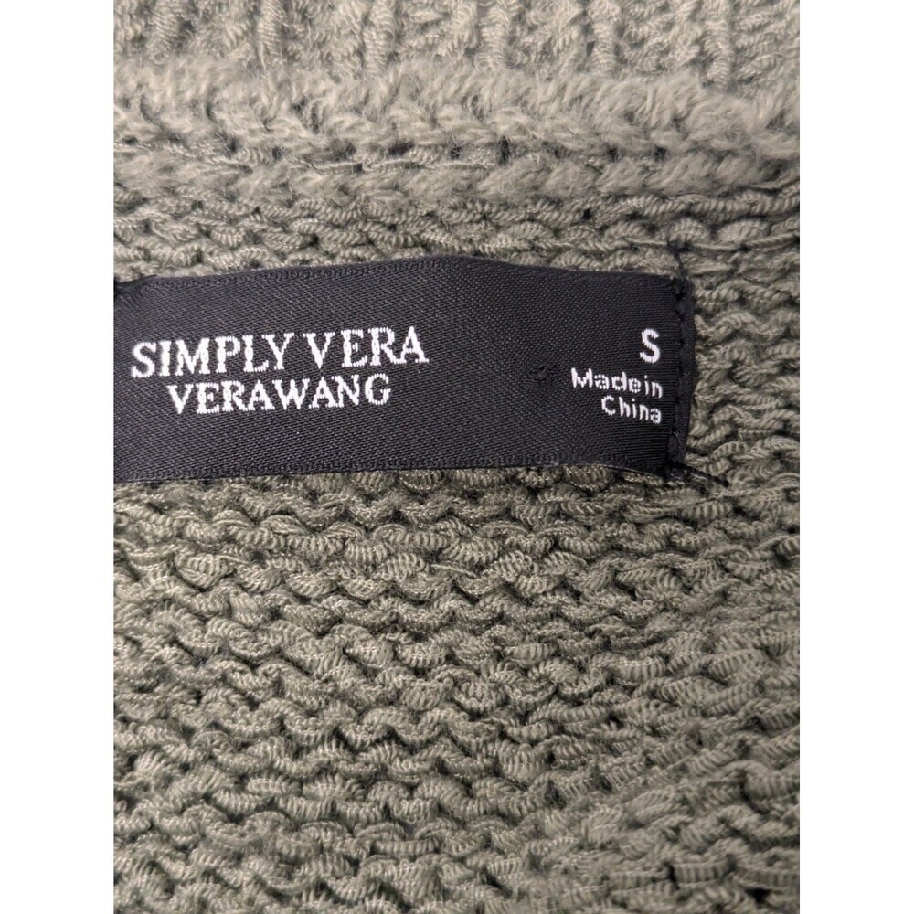 Simply Vera Wang Olive Green Layered Open Knit Sweater Peplum Top sz S Hipster - Picture 6 of 7